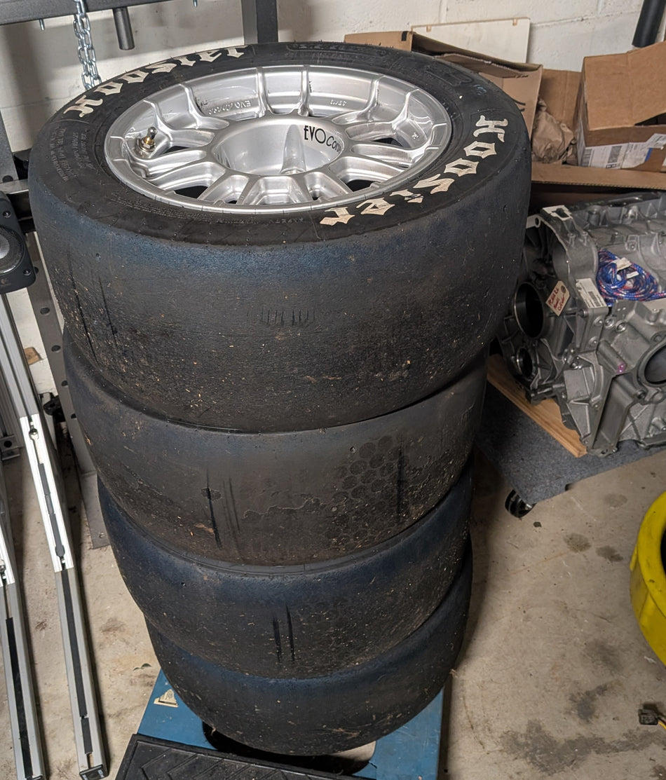 EvoCorse 13x7 et0  4x100 racing wheels with 215-13" Hoosier GT Pro tires